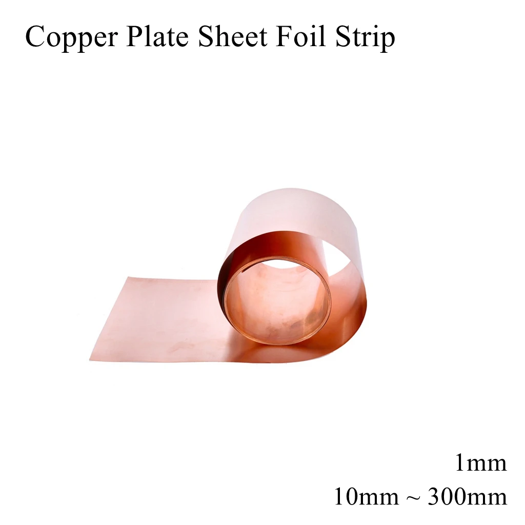 

Thickness 1mm x Width 10mm 50mm 100mm 200mm 300mm 99.9% Pure Copper Cu Metal Plate Sheet Foil Strip Band Belt Tape Strap 0.01