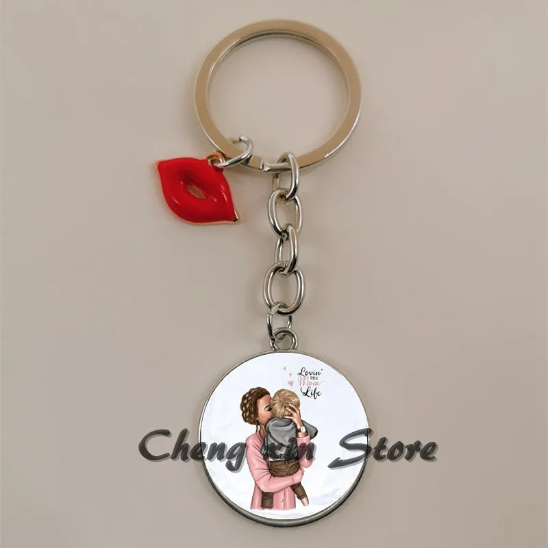 Брелок с кабошоном для семьи Super Mom подарок на день матери мальчиков и девочек |