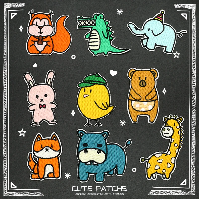 6 шт. аминовая Вышивка Животных Мультяшные железные нашивки для одежды детские