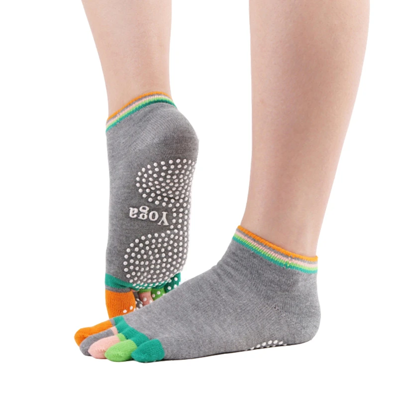 2 пара/лот женские носки для йоги с пятью пальцами цветные противоскользящие