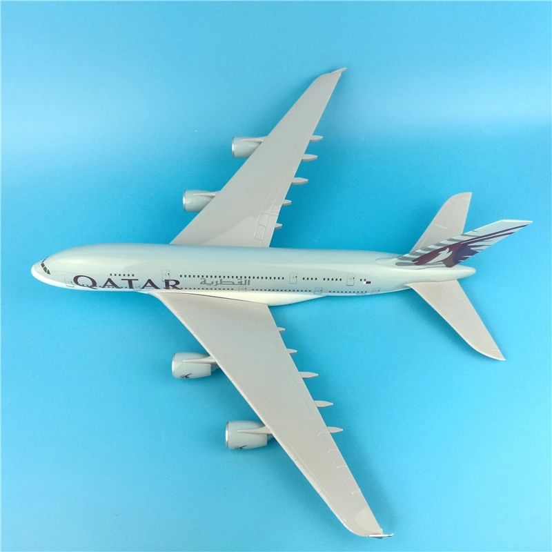 1:200 масштаб Airbus A380 модель самолета Катара 37 см самолет сплав с базой
