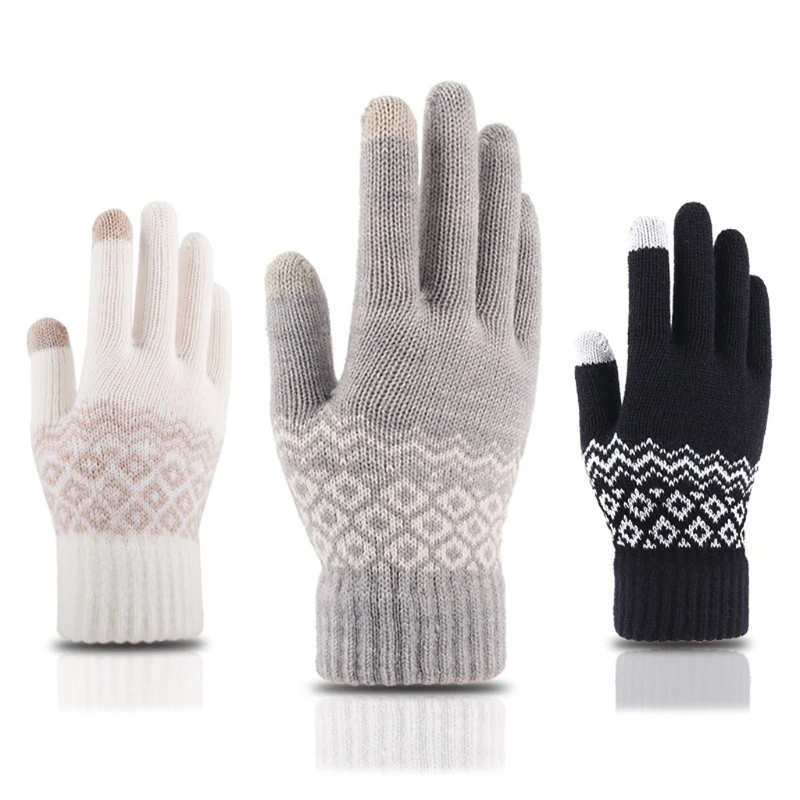 

Winter Knit Gloves Touchscreen Anti-Slip Warm Thermal Soft Lining Elastic Gloves
