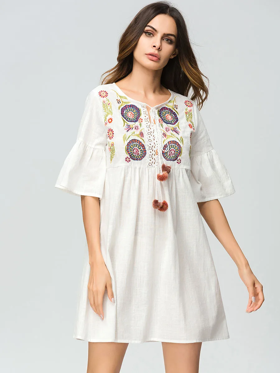 Женское марокканское платье-Кафтан Abaya простое платье из хлопка и льна с вышивкой