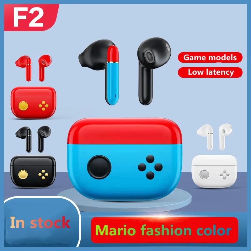 

Tws Bluetooth Headset Gaming Colorful Wireless Headset Low Latency Long Battery Life In-ear Sports F2 Original Earphone
