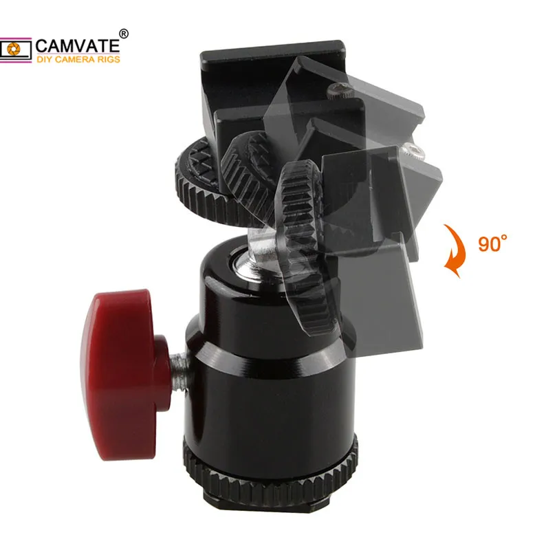 CAMVATE 90 ° вертикальная Артикуляция Горячий башмак с мини шаровой головкой для