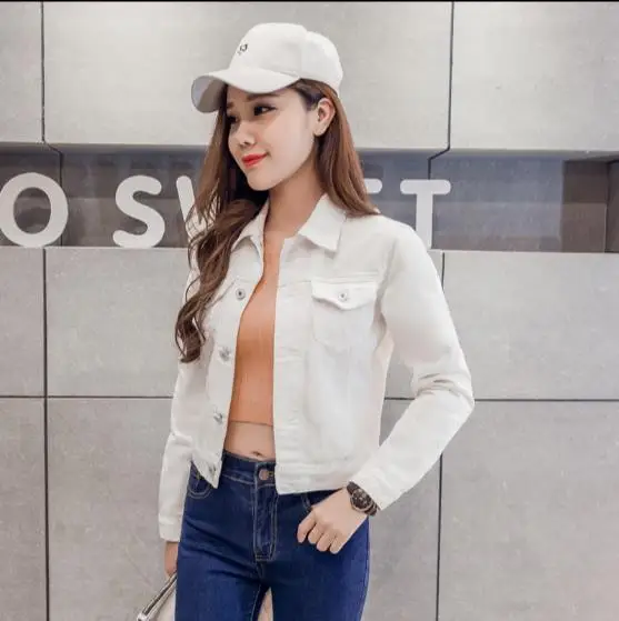 Новинка 2019 весна лето Харадзюку женская джинсовая куртка короткий стиль с