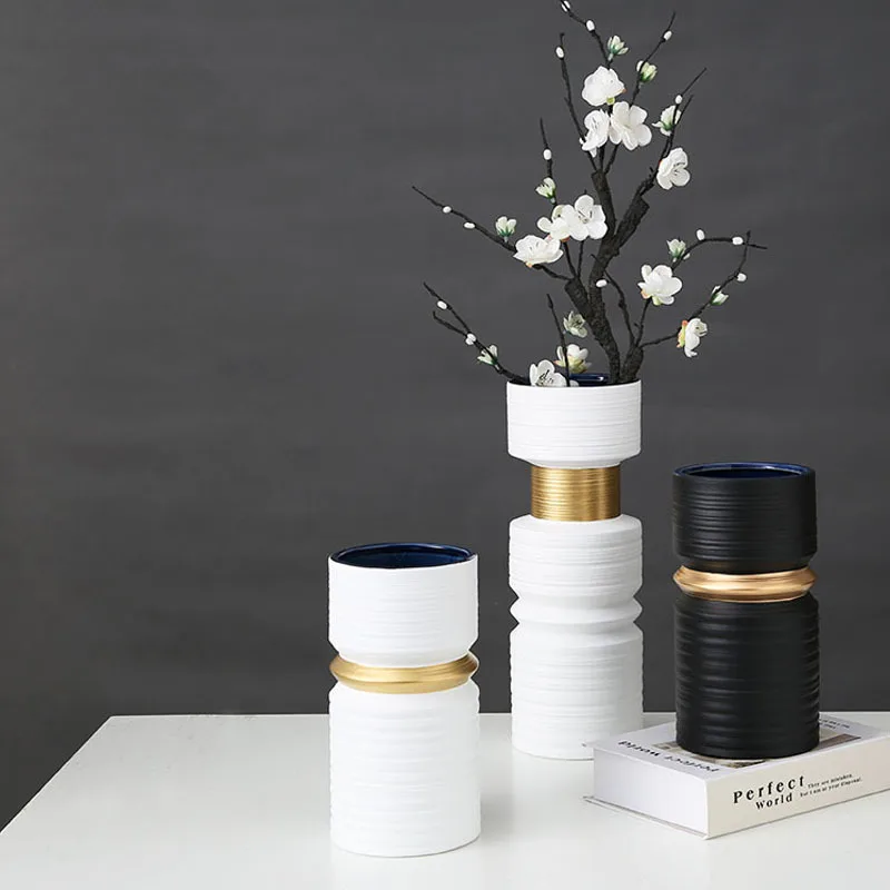 Скандинавская креативная нить керамическая ваза с сушеными цветами скульптура