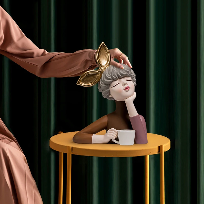 

Home Decoration,3D Pretty Girl Statue,Figurine Miniature,Modern Nordic,Sculpture,Table Decor,Living Room,Decorative,Desk Storage