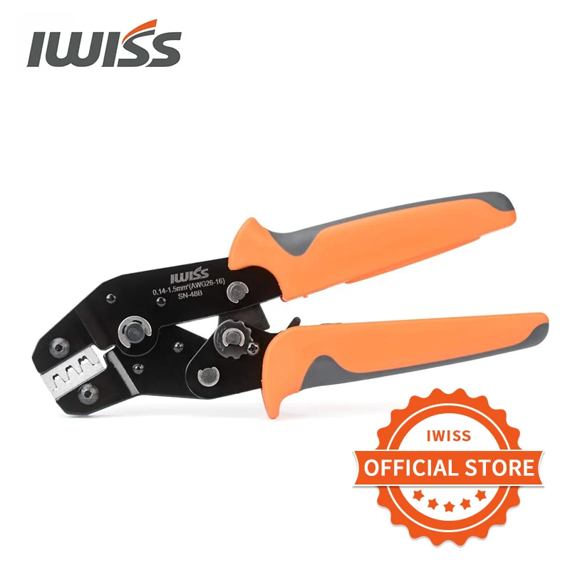 

IWISS SN-48B Crimper Plier Pin Crimping Tools 3.96/4.8/5.08/6.3 mm 26-16AWG Crimper 0.14-1.5mm² for Open Barrel Terminals Pliers