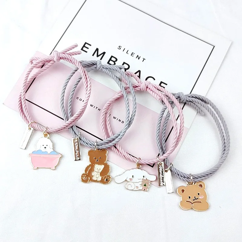 

Милая шнуровка для волос Sanrio Cinnamoroll с мультяшным изображением медведя из резины и искусственной кожи, аксессуары для головы, подарки для дев...