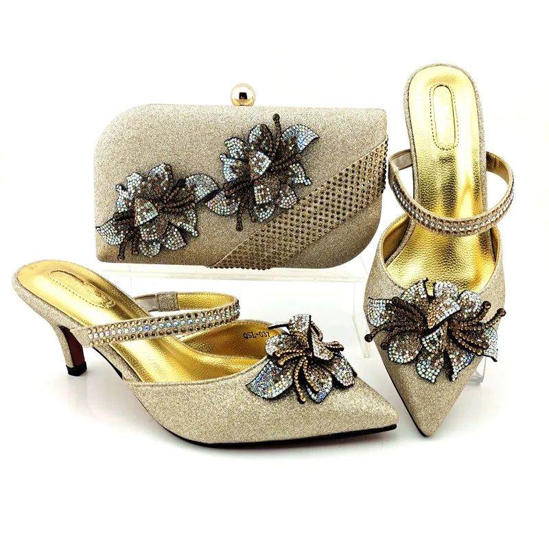 

High Quality Elegant Ladies Shoes And Bags To Match Set Italian Shoes With Bags Nigerian Women Wedding Slipper Shoes