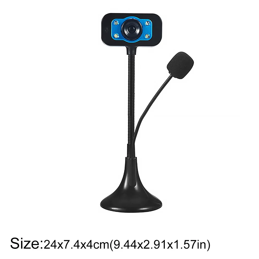 

USB Webcam 12 Million Pixels HD Night Vision Flexible Neck Webcam with Microphone & LED Light for Computer