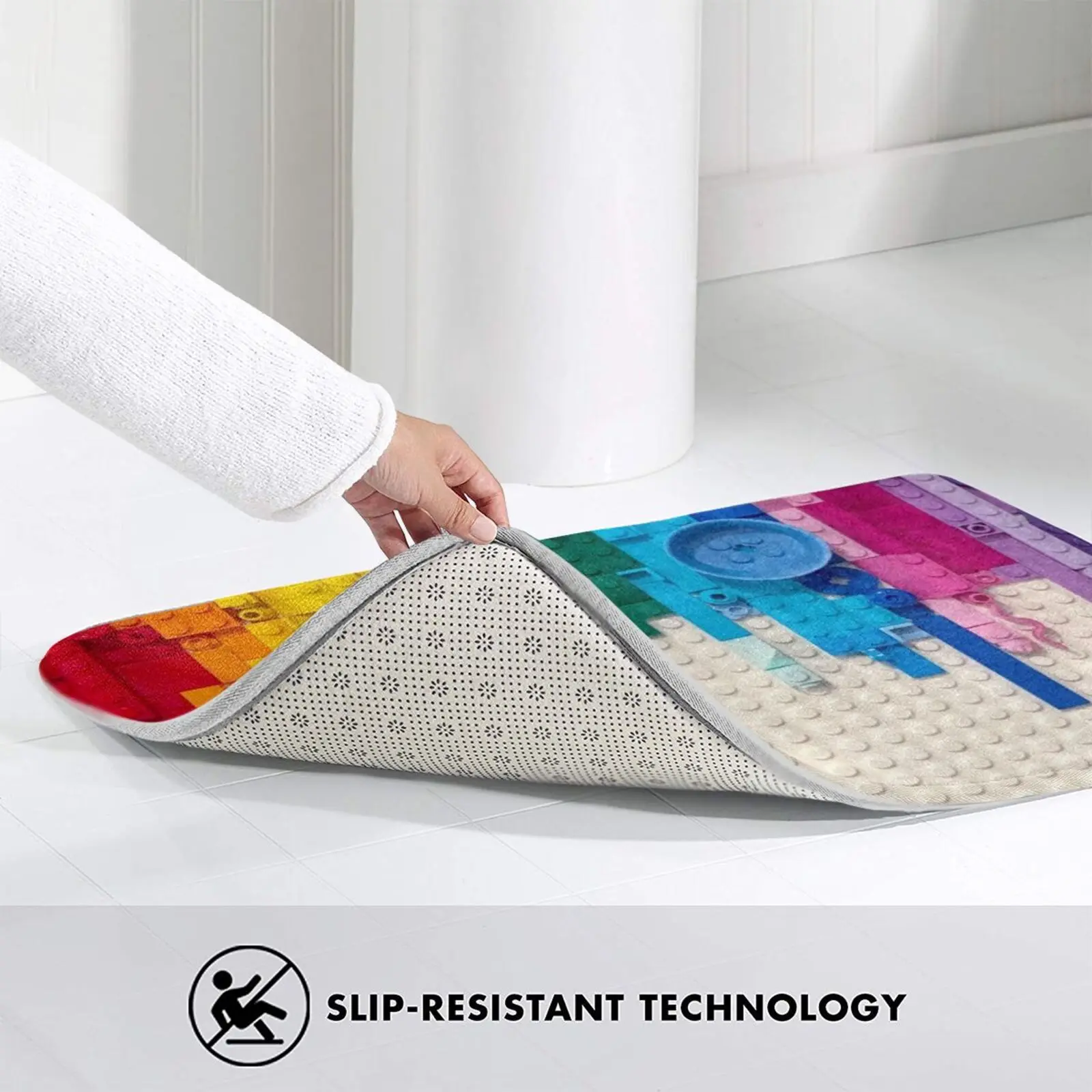 Радужный коврик для входной двери ванной неоновый страшный желтый голубой лайм