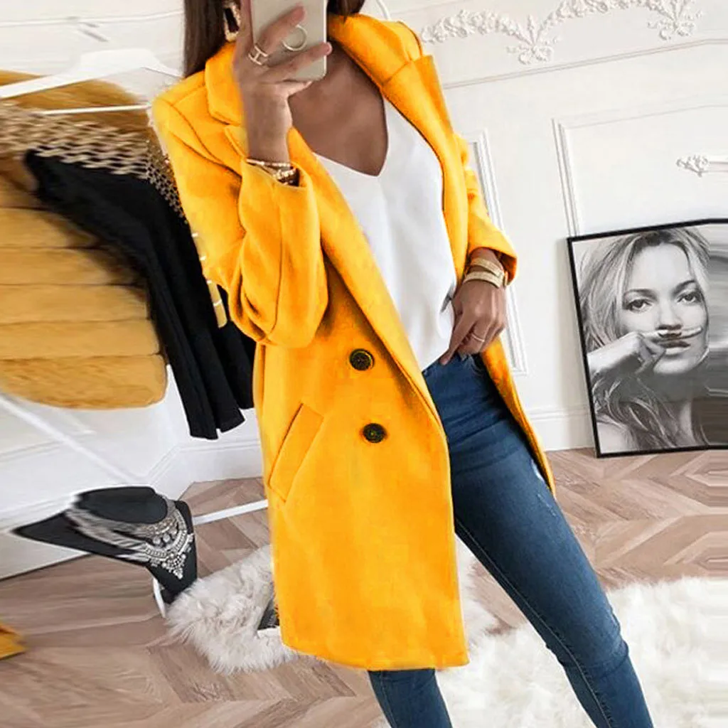 Women Autumn Winter Woollen Coat Long Sleeve Turn-Down Collar Oversize Blazer Outwear Jacket Elegant Overcoats Loose Plus Size | Женская