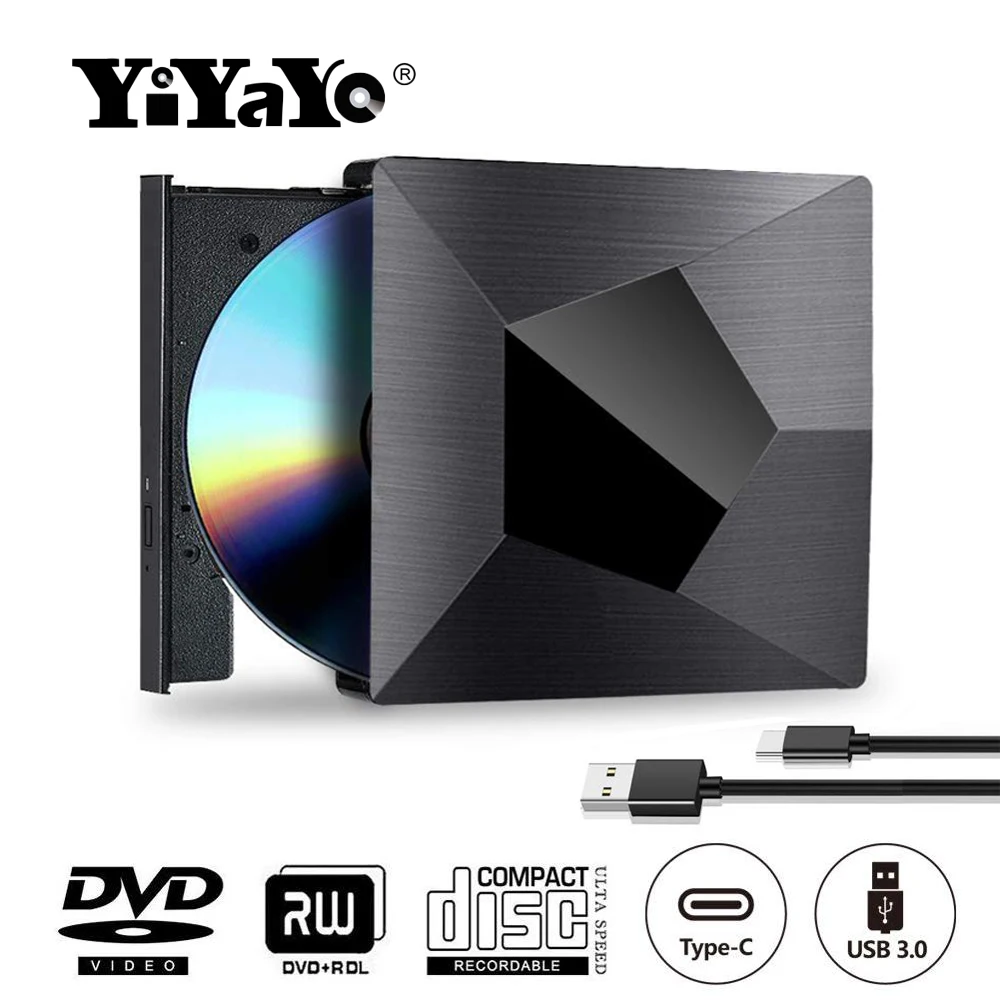 YiYaYo внешний CD/DVD проигрыватель USB 3 0 C портативный оптический привод CD DVD RW/ROM