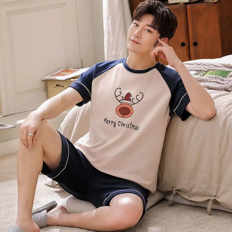 Женский летний пижамный комплект трикотажная Хлопчатобумажная Пижама одежда