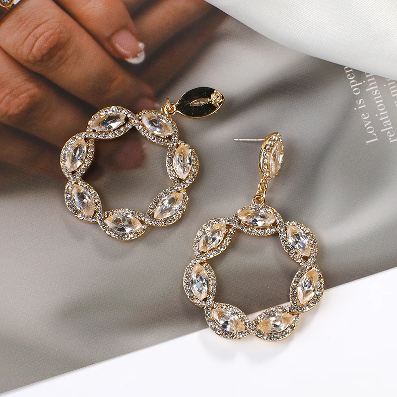 Женские серьги подвески со стразами цвета шампанского|Серьги-подвески| |