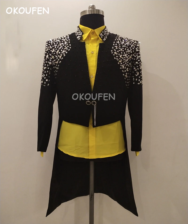 Мужское черное магическое смокинг ручной работы с бриллиантами платье для