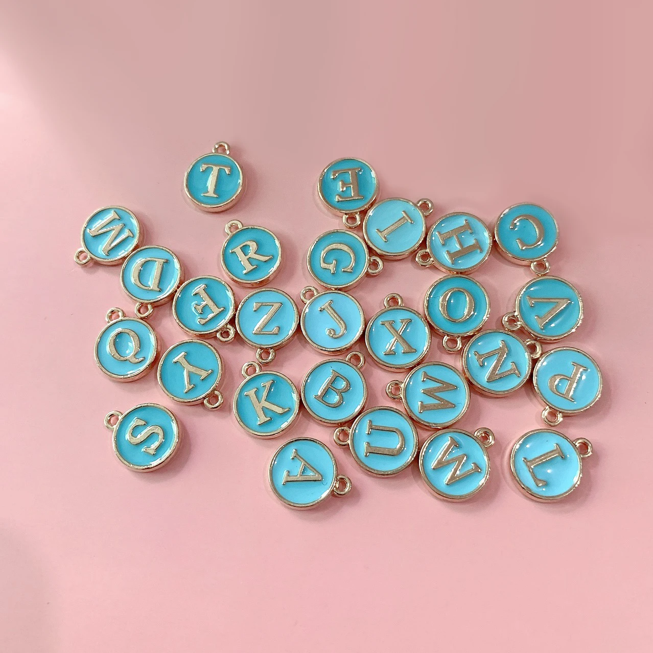 

10pcs Alloy Oil Drop Pendants Double-Sided English Alphabet A-M Hanging Beads Bracelet Earring Accessories DIY Jewelry Component