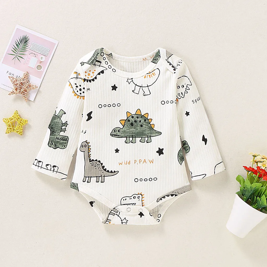 Комбинезон с длинными рукавами и рисунком динозавра для маленьких мальчиков