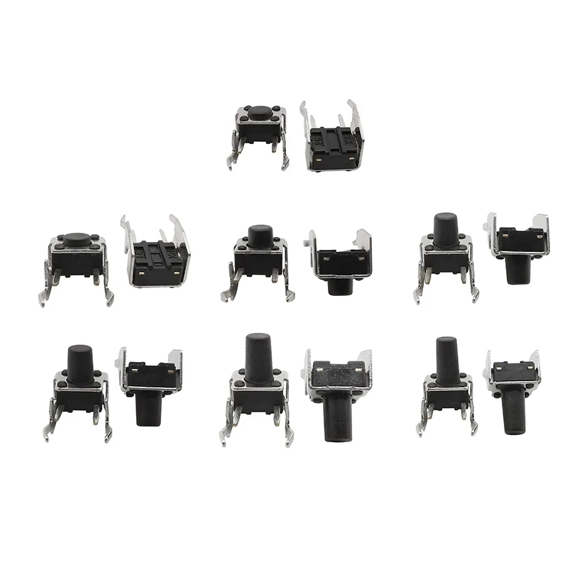 

20 шт. 6x6 мм Печатная плата панель мгновенный тактовый кнопочный переключатель самосброс переключатели 6*6*4,3/4,5/5/6/7/7/8/9/10 мм