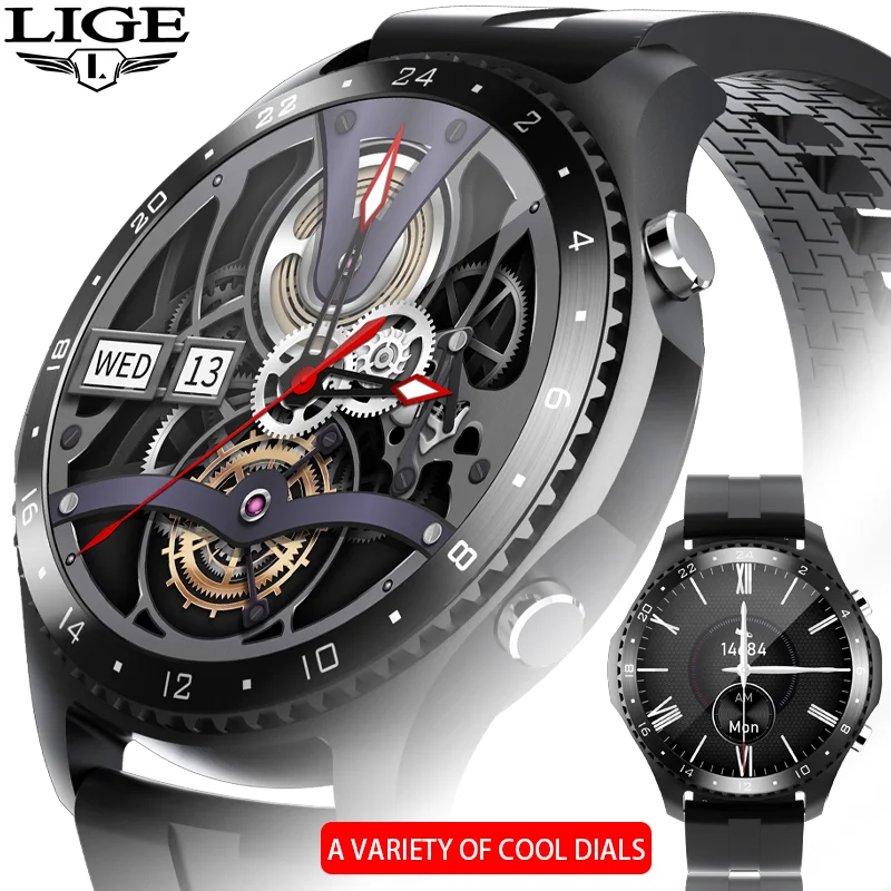 LIGE Смарт часы для мужчин Smartwatch сердечного ритма Монитор артериального давления