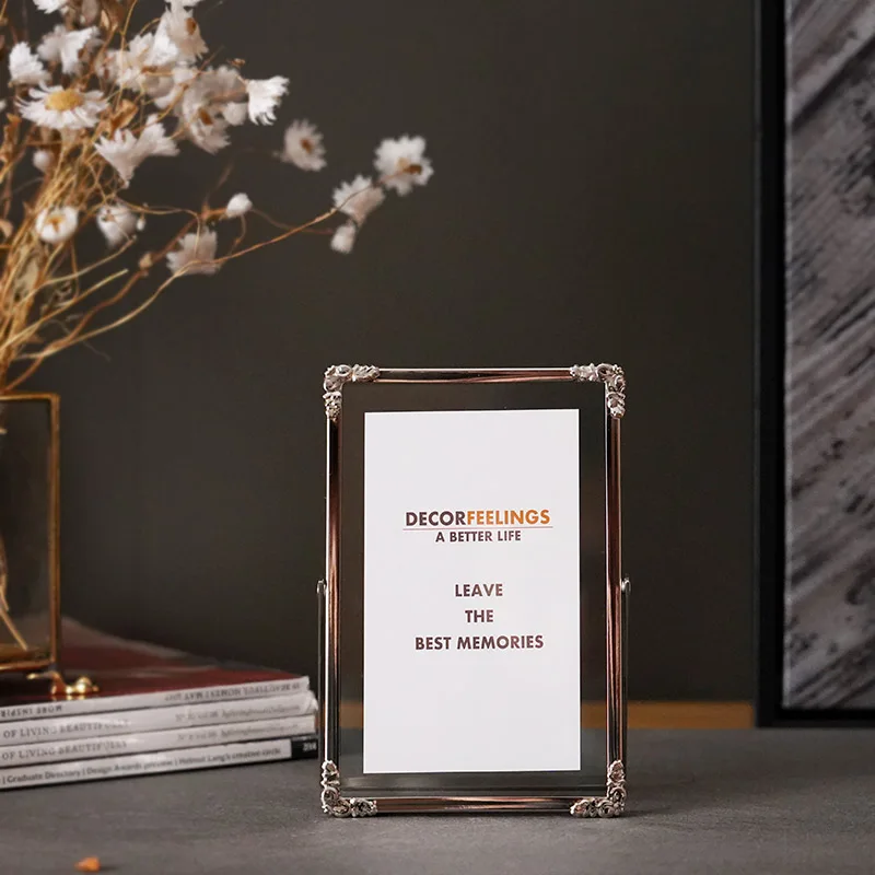 

Light Luxury Photo Frame Silver Ornaments Art Frame Specimen Transparent Desktop Cadre Photo Mural Table Decoration ED50XK