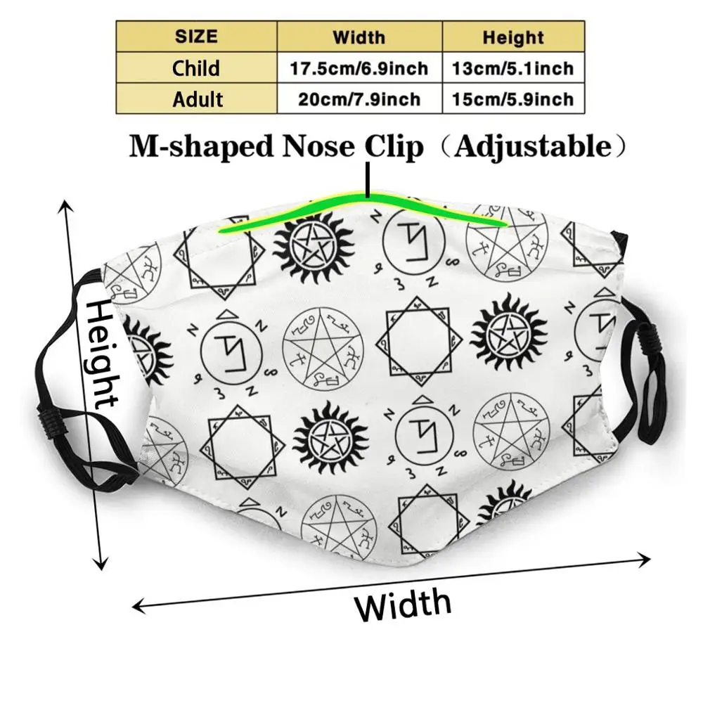 Сверхъестественное символами многоразовая маска для полости рта фильтр Для