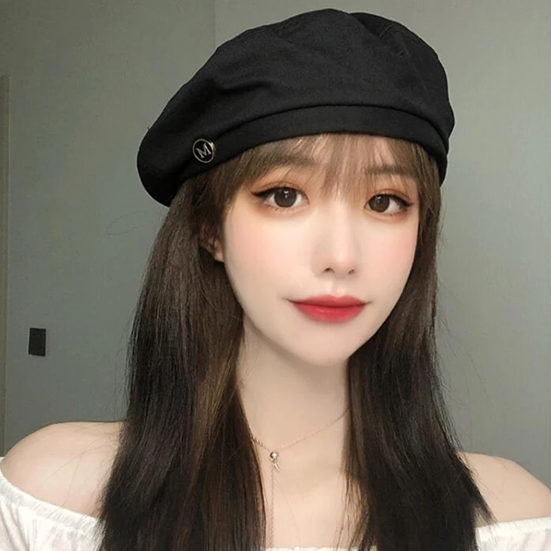 

Painter Hat Boina French Hat Beret Autumn winter Berets for Men Women Korean Female Girls Letter Embroidery Travel Beret Hat
