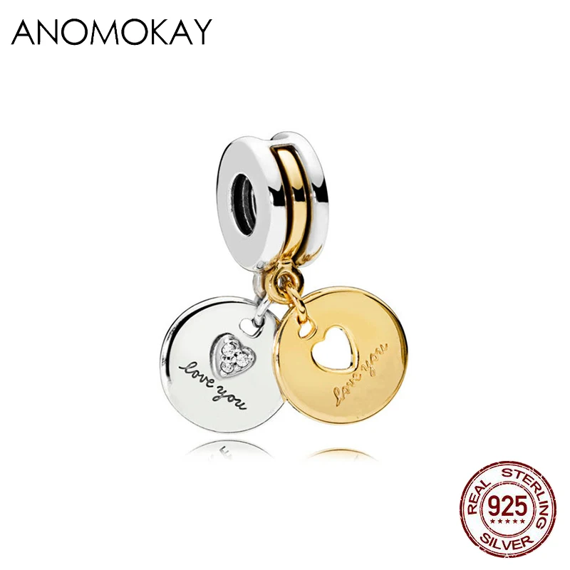 Anomookay, Стерлинговое Серебро 925 пробы, смешанный стиль, золотой цвет, подвески, подвеска из бисера, подходит для браслета Пандора, лучший сделай сам, ювелирное изделие, подарок