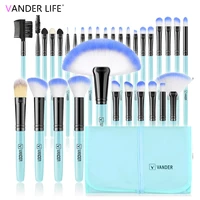 vander life 32pcs professional makeup brushes high quality natural synthetic hair makeup brush tools kit blue