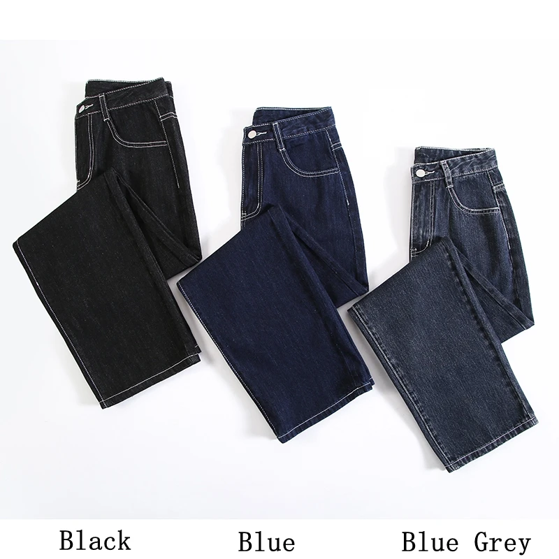 

TongSiHai Jeans Women Ladies High Waist Wide Leg Denim Pants Girls Students Casual Straight Jean Streetwear Vaqueros Mujer