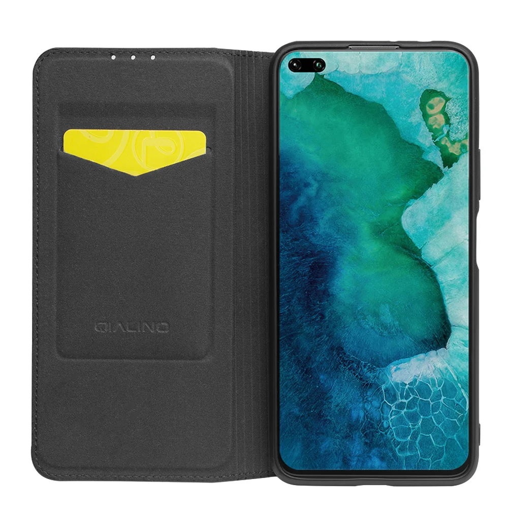 

Роскошный модный чехол QIALINO из натуральной кожи для телефона Huawei Honor V30 Pro, Ультратонкий флип-чехол с отделением для карт для Honor V30