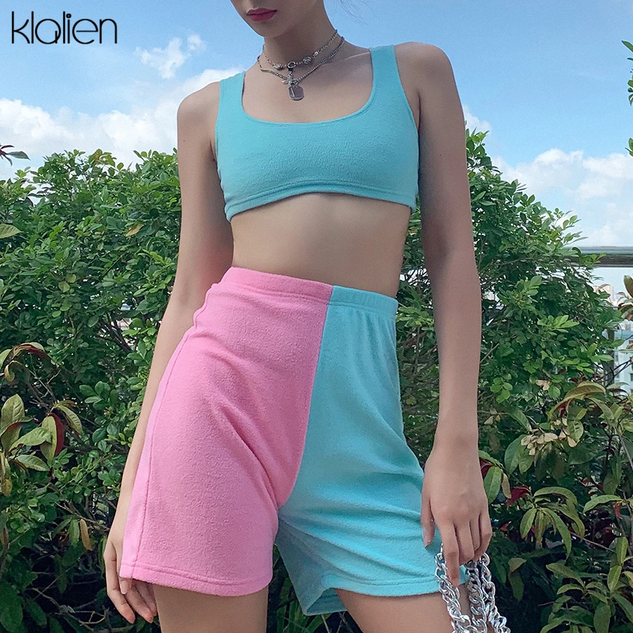 Kalien летний спортивный костюм для отдыха женский модный топ на бретелях и шорты в