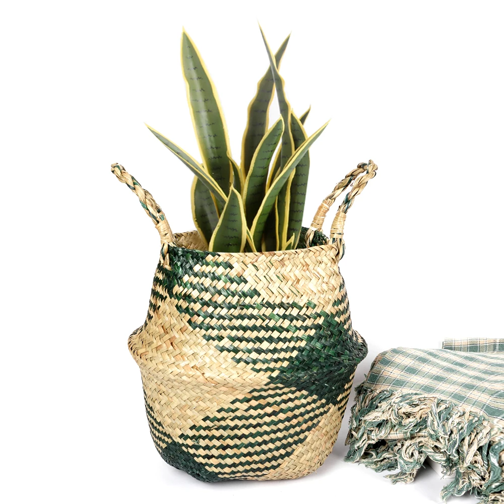 

Folding Rattan Laundry Basket Sundries Toys Dirty Cloth Storage Basket Household Woven Wicker Storage Basket