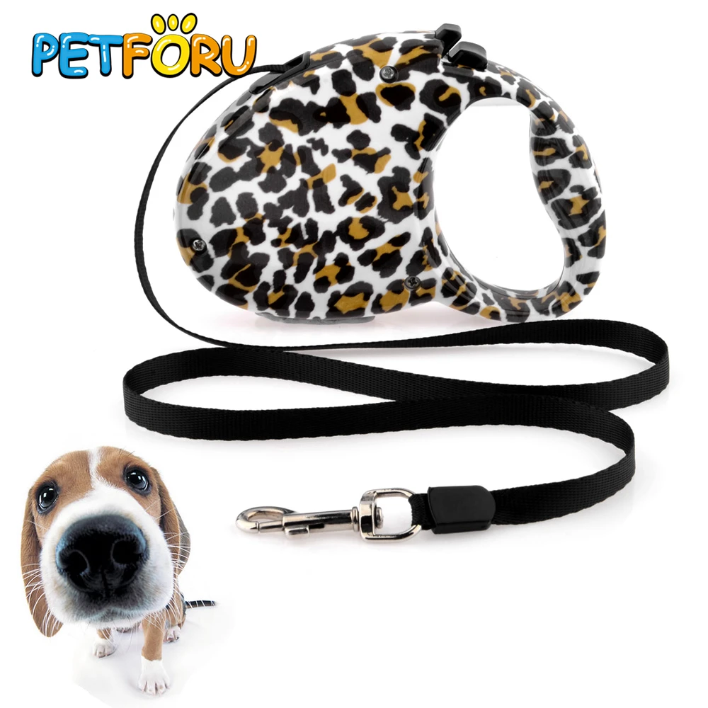 Выдвижной Поводок для собак с леопардовым принтом до 3 метров | Дом и сад