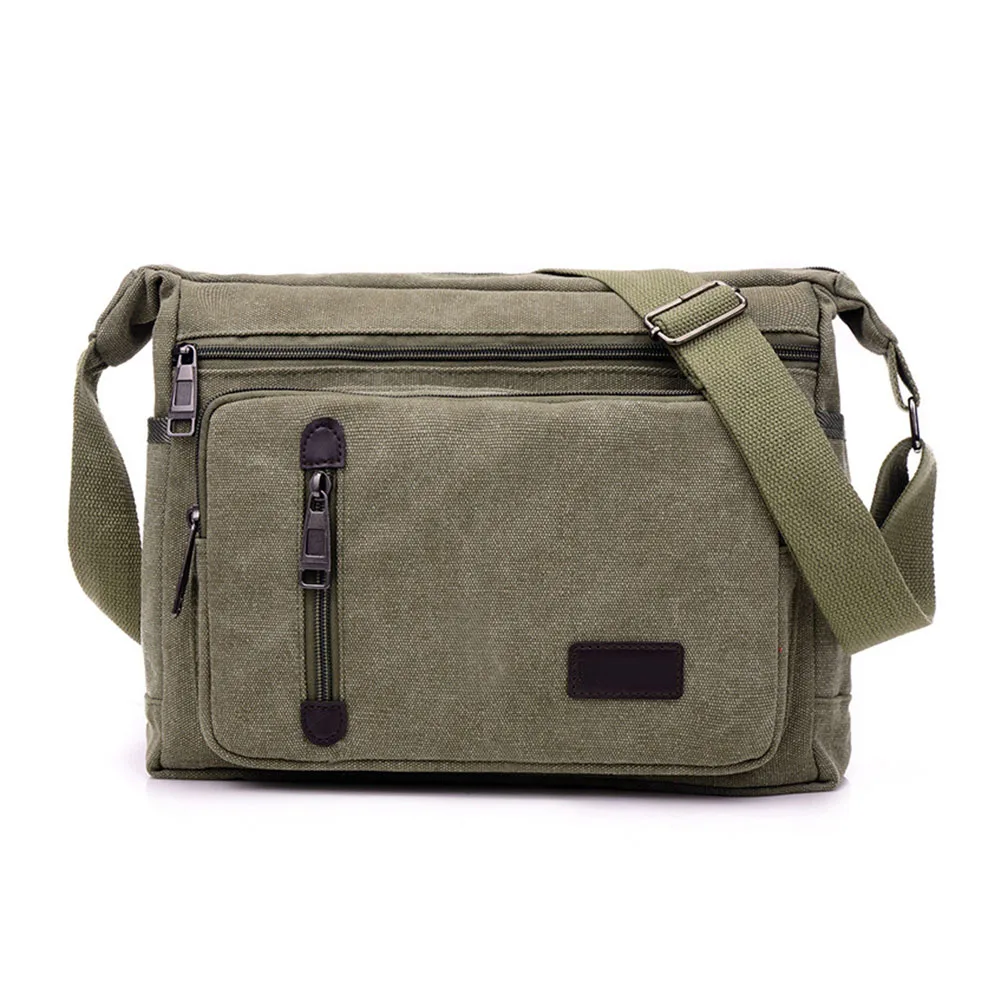 Многофункциональная вместительная холщовая сумка мессенджер в стиле ретро для