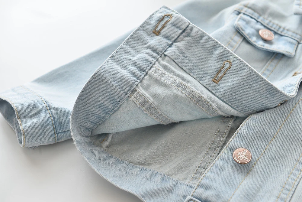 Новые весенние куртки для девочек Детское джинсовое пальто с вышитыми животными