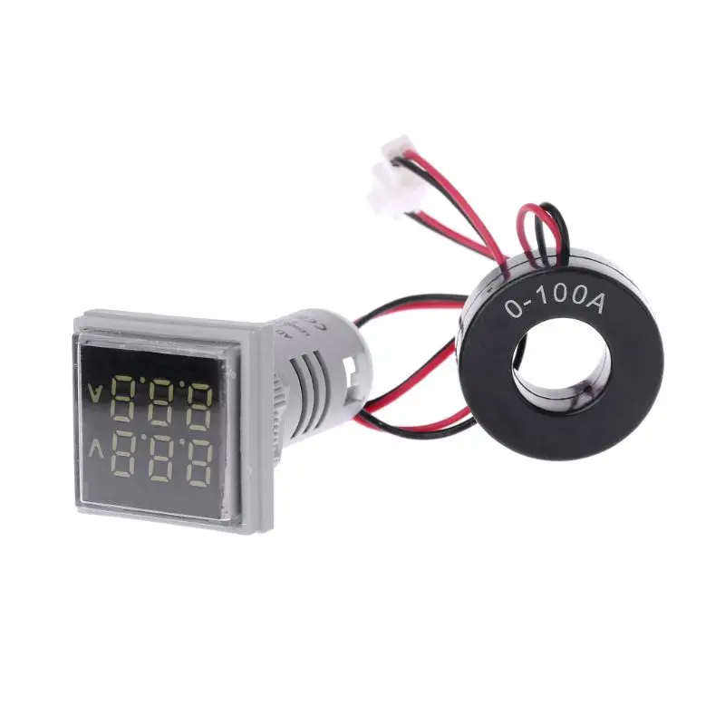 

Square LED Digital Dual Display Voltmeter & Ammeter Voltage Gauge Current Meter AC 60-500V 0-100A