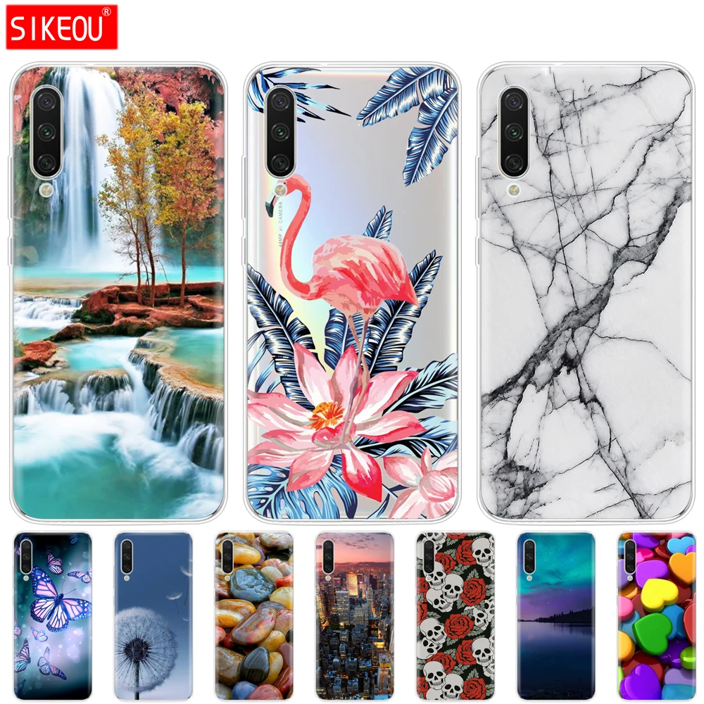 Силиконовый чехол для xiaomi mi 9 LITE прозрачный из ТПУ lite задняя крышка mi9 с цветочным