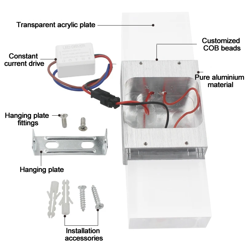 6 Вт бра квадратный светодиодный акриловый настенный светильник кристалл