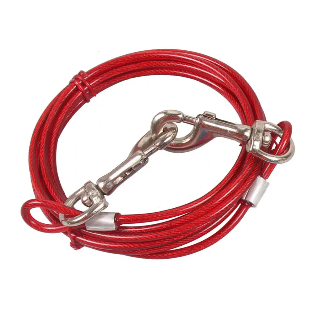 Поводки для собак стягивающийся трос стальной с двумя головками металлические