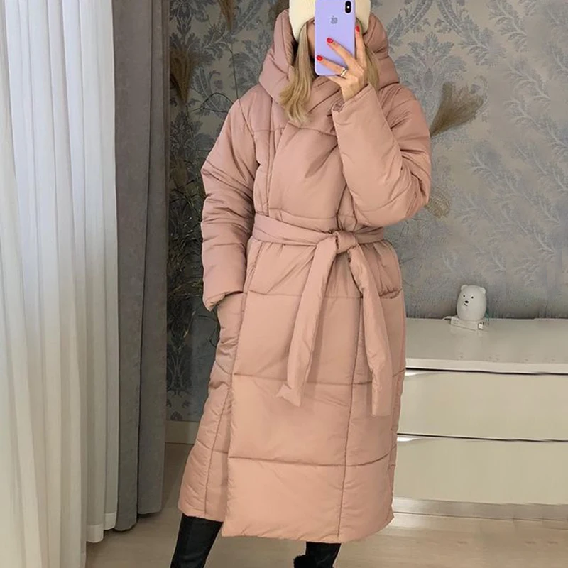 Модные зимние толстые свободные парки XMAX с капюшоном женские элегантные длинные