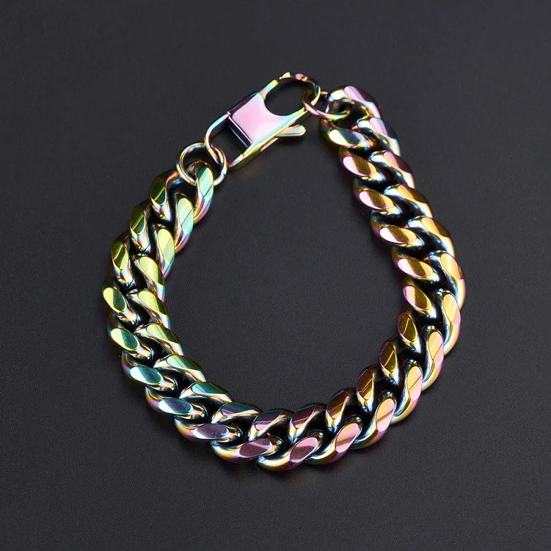 Красочный панцирный браслет Майами из кубинской панцирной цепи для мужчин и