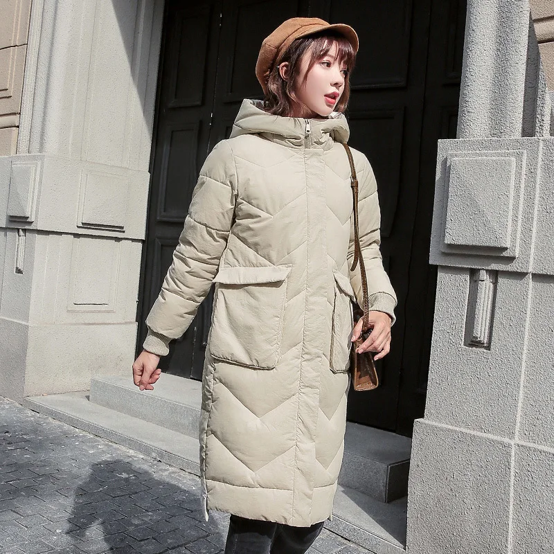 Зимнее Свободное пальто из хлопка больших размеров шикарная пуховая одежда с