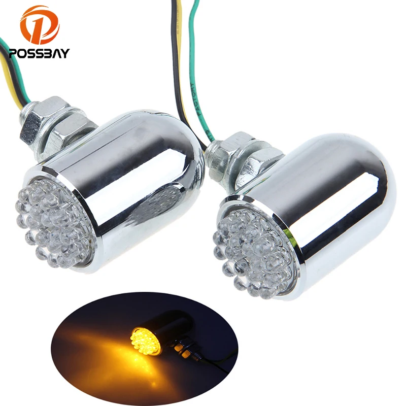 Posbay хромированный светодиодный сигнальный сигнал поворота для мотоцикла