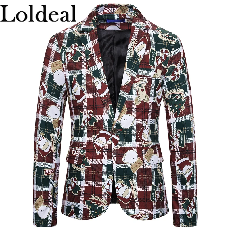 Loldeal Рождественский блейзер для мужчин новинка Рождественская елка Санта Клаус с