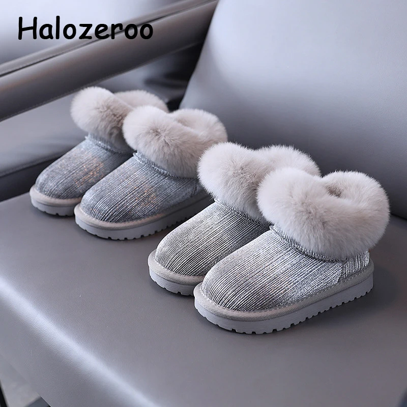 

Детские зимние ботинки на меху, серебристые ботильоны для маленьких девочек, детские блестящие ботинки, повседневные модные ботинки для ма...