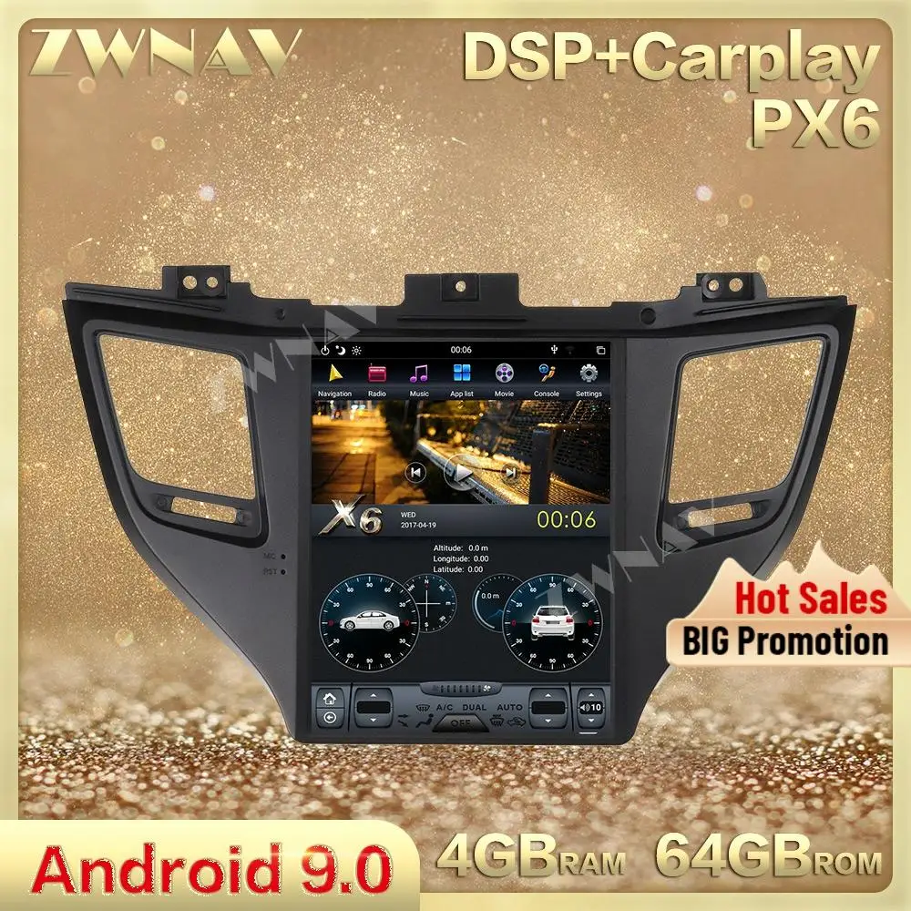 

Tesla style Vertical screen Android 9.0 Car Multimedia Player For Hyundai Tuscon 2015-2019 GPS Navi radio stereo wifi head unit