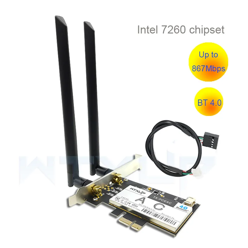 Wifi настольная сетевая карта для Intel 7260 двухдиапазонный PCi Express Bluetooth 4,0 7260HMW беспроводной адаптер 7260AC 867 Мбит/с